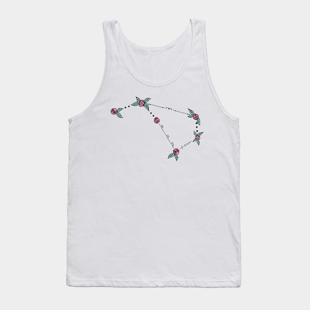 Volans (Flying Fish) Constellation Roses and Hearts Doodle Tank Top by EndlessDoodles